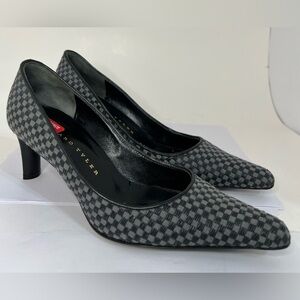 Richard Tyler Pointed Toe Heels Checkered Print Made in Italy 37